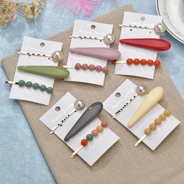 

hair clips & barrettes vintage pearl acrylic set simple beads hairclips for women fashion geometric retro grips accessorie oranment, Golden;silver