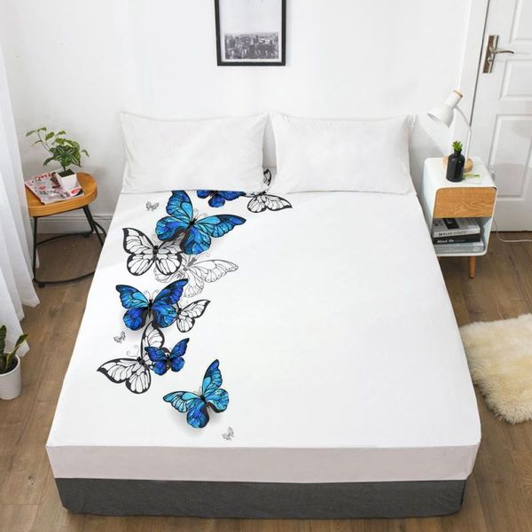 

sheets & sets 3d hd digital printing custom bed sheet with elastic,fitted twin full white butterfly bedding mattress cover 200x220cm