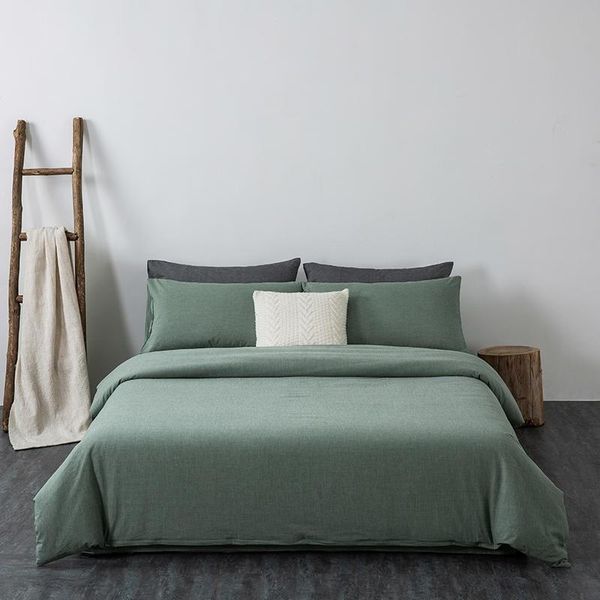 

bedding sets grey green 100%washed cotton duvet cover set 4/6pcs comfy simple soft breathable with zipper bed sheet pillowcases