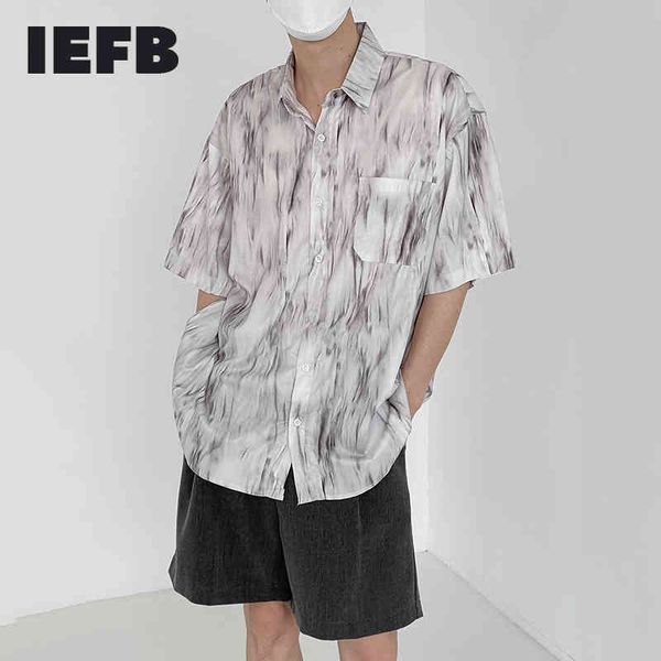 

iefb tie dyed short sleeve shirt men's vintage streetwear handsome summer print causal korean shirt loose 9y7084 210524, White;black