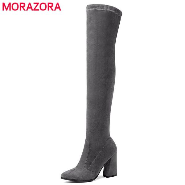 

boots qplyxcossize 34-43 shoes woman faux suede women autumn winter high heels thigh ladies knee, Black