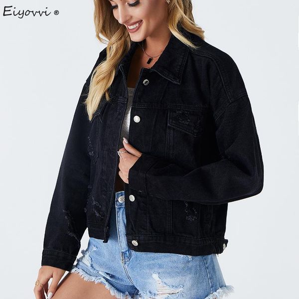 

women's jackets 2021 spring autumn women jacket short section slim coat oversized denim harajuku long sleeve streetwear outwear, Black;brown