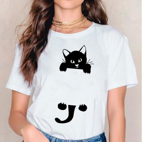

men female cat animal funny t shirt pet 90s cute printing casual fashion print lady shirts mens graphic, White;black