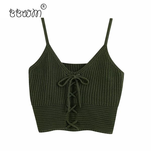 

women fashion bow tie camis vintage v-neck backless strap female chic camisole 210520, White