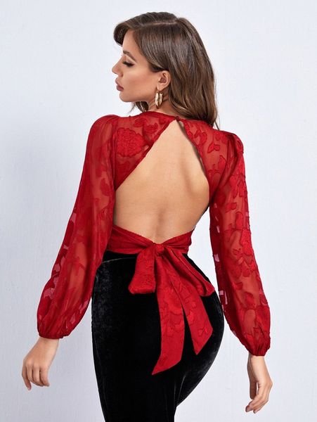

ruched bust tied backless appliques f22c#, White