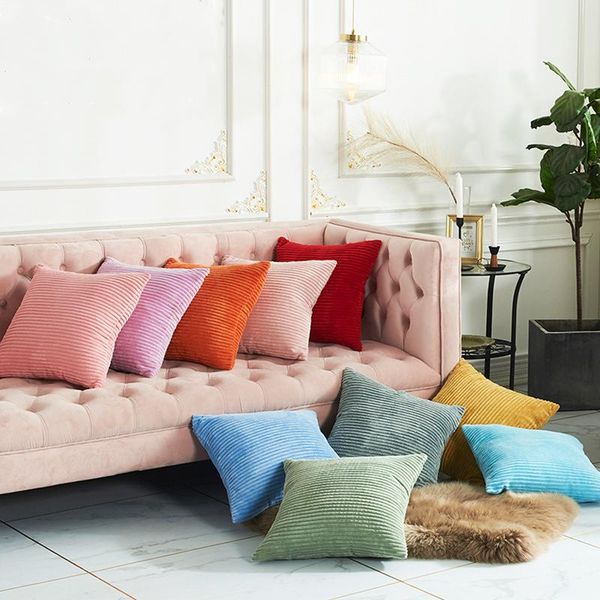 

cushion/decorative pillow super corn stripes thick corduroy cushion cover multicolor solid velvet soft warm couch decorative pillowcase