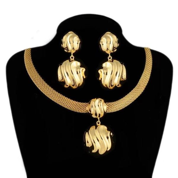 Brincos colar venda ouro banhado a jóias nupcial conjunto para mulheres traje pingente conjuntos de presente de casamento