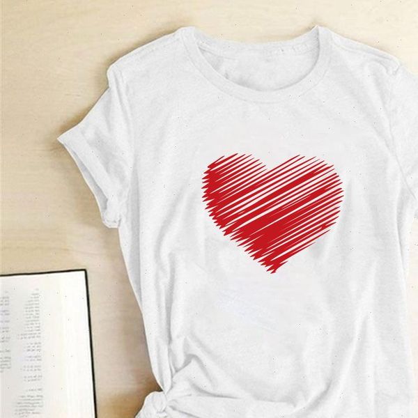 

striped heart women printing t shirts summer for sleeve graphic tee harajuku round neck femme camisetas mujer, White