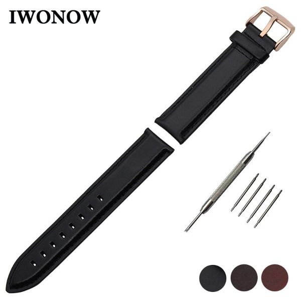 

watch bands genuine leather band 20mm for garmin vivomove stainless buckle strap wrist belt bracelet black brown + spring bar tool