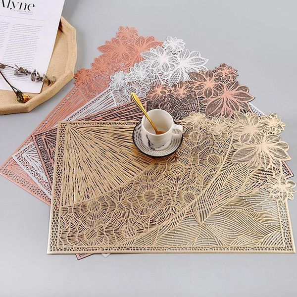 

mats & pads 1pc heat resistant hollow out pvc table mat rectangular placemat decorative insulation pad