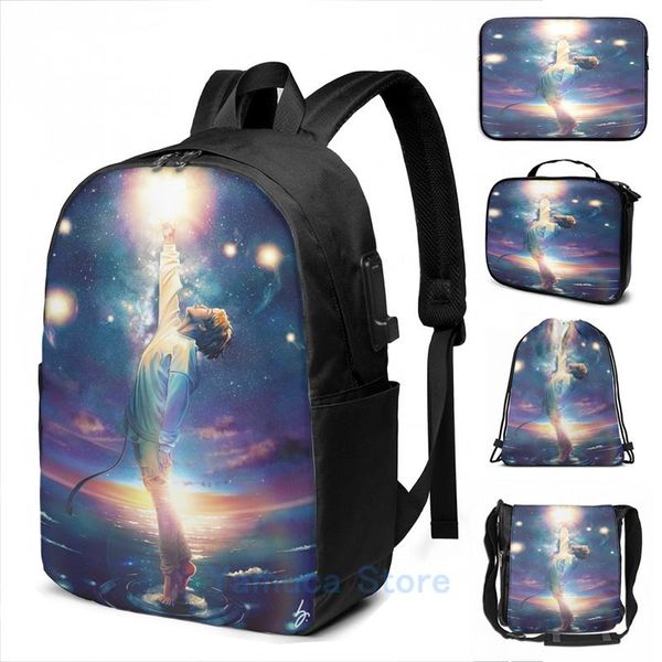 

backpack funny graphic print serendipity usb charge men school bags women bag travel laptop
