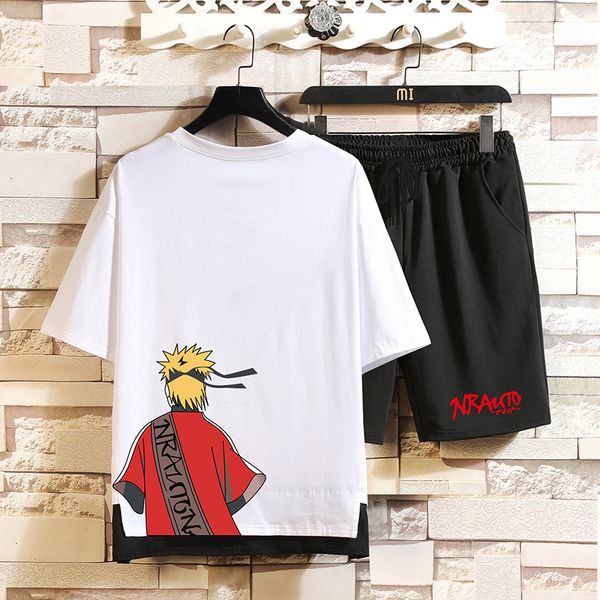 

men's tracksuits summer 2 pieces t-shirt shorts men o-neck short sleeve casual vegeta harajuku sports drop vm92, Gray
