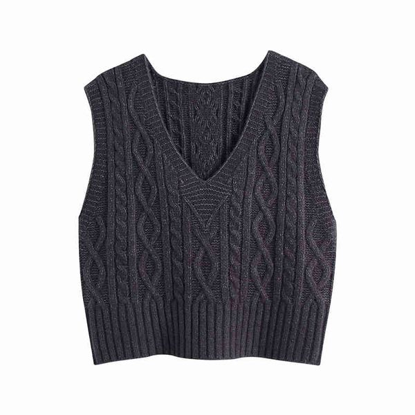 

women's vests streetwear women v-neck sweater tanks fashion ladies grey twist knitted causal female chic short vest girl pull, Black;white