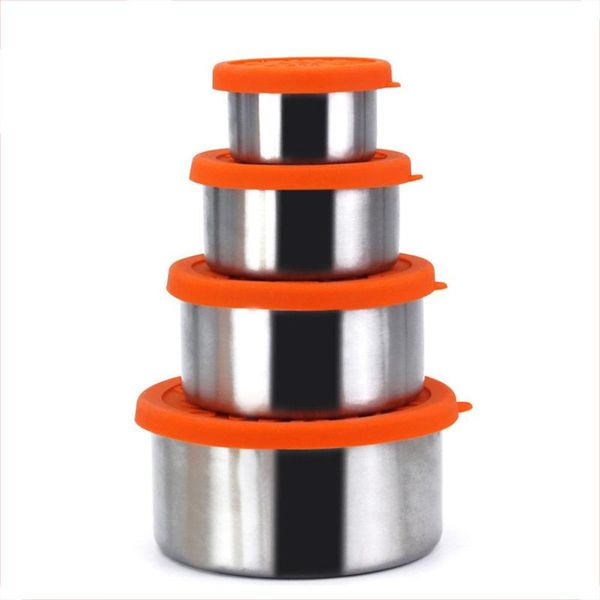 

storage bottles & jars adeeing round 304 stainless steel thermal insulation lunch box with silicone cover leak-proof food container bento