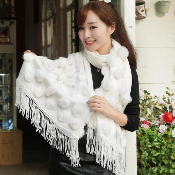 

scarves winter fur balls fringed cashmere knit warm scarf female solid color shawl pashmina qy15112901, Blue;gray