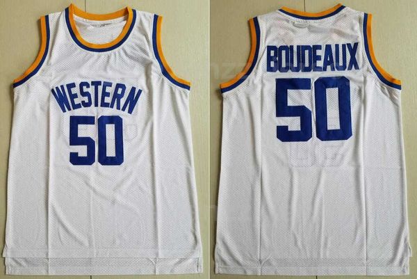 

men moive western 50 butch boudeaux jersey shaq neon basketball university college team color white breathable pure cotton sports all stitch, Black