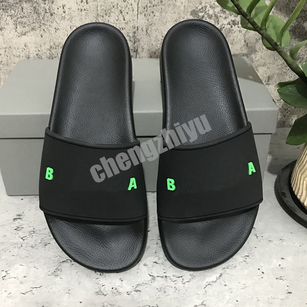 

2022 mens women slipper three-dimensional font shoes slide summer fashion wide flat sandals flip flop with box size 36-46, Black
