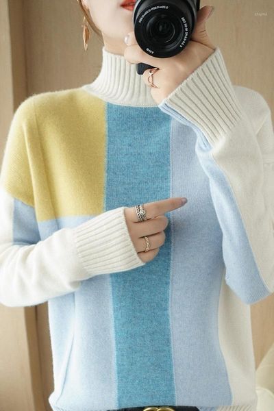 

women's sweaters the ladies sweater rainbow color striped autumn and winter pullovers long sleeve slim knitwear, White;black