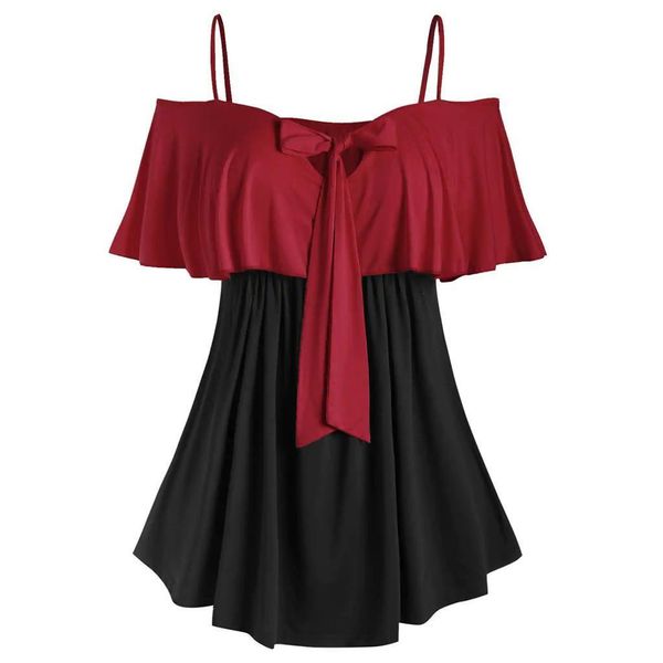 

bowknot off shoulder patchwork womens shirts ruffled slash neck blusas mujer plus size blouses chemise femme, White