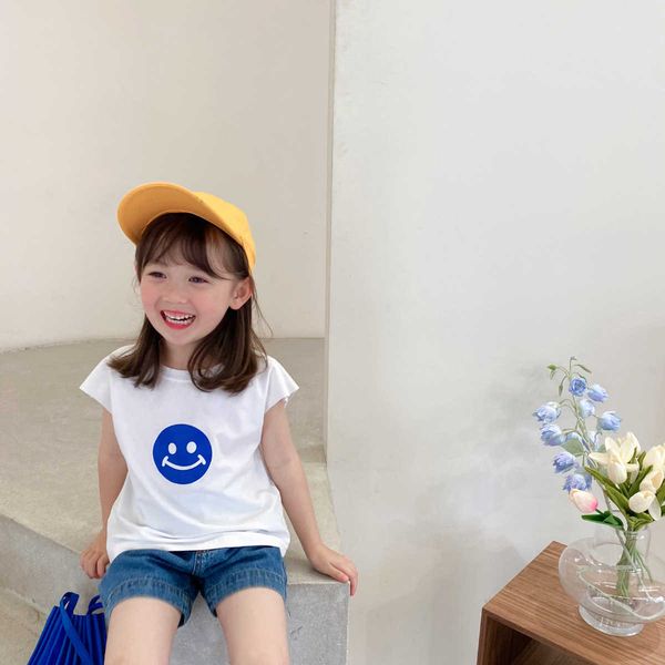 

children cartoon printing t shirts summer short sleeve kids cotton loose casual o-neck 210615, Blue