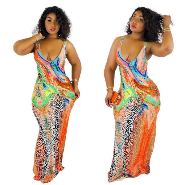 

summer colorful pattern printing women long es straps neck sleeveless mermaid beach casual bodycon floor length high quality, Black;gray