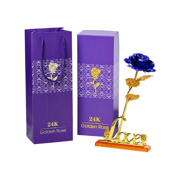 

24k gold leaf rose flower valentine's day gift for girlfriend and wife's mother's birthday decorative flowers & wreaths