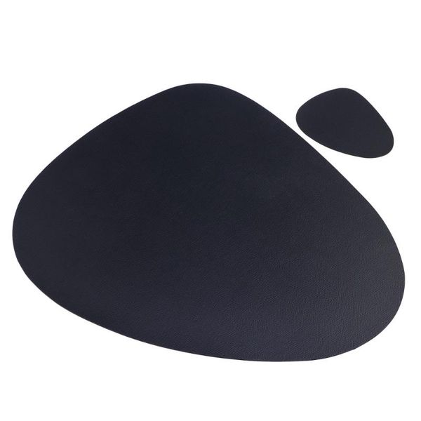 

mats & pads 2pcs nordic style pu leather placemats coasters waterproof heat insulation geometric table tableware (black)