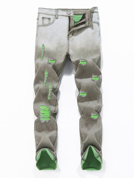 

romwe guys ripped skinny jeans 97ym#, Blue