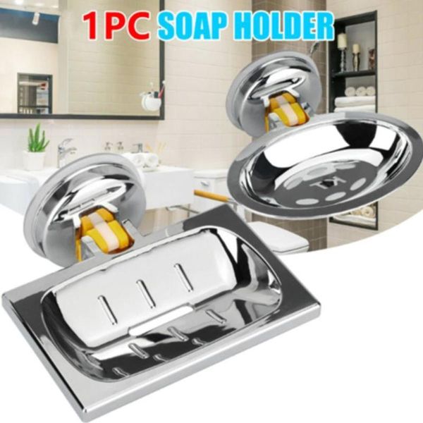 

soap dishes suction cup wall mounted dish steel holder bathroom basket shower sucker accessories x7e3