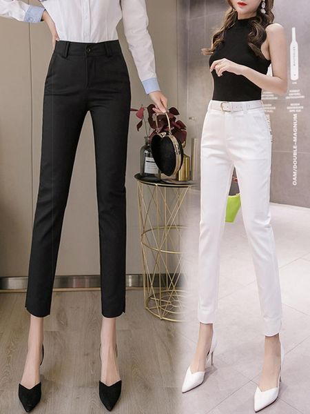 

women's pants & capris high waisted suit straight loose, Black;white