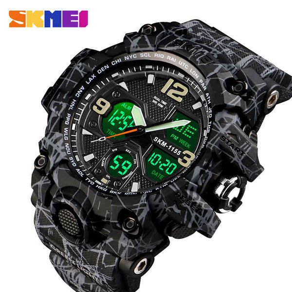 

skmei 2 time men's watche male electronic sports watches satch back light alarm waterproof quartz clock reloj hombre 1155b x0524, Slivery;brown