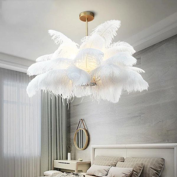 

chandeliers feather chandelier ceiling lamp modern luxury living room bedroom warm hanglamp light lustres fixtures