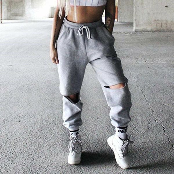 

women's pants & capris hirigin women hole casual sweatpants loose harem trousers joggers 2021 spring autumn clothes, Black;white