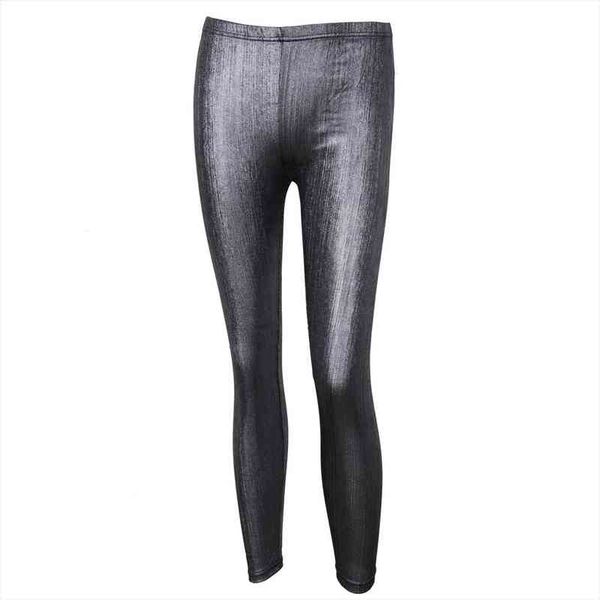 

gold silver pu girls women legging faux leather clothing accesorries, Black