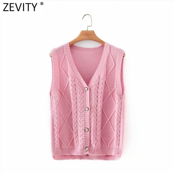 Mulheres V Neck Candy Color Twist Crochet Tricô Vest Sweater Femme Chic Doce Caiponcoat Cardigans Tops S618 210420