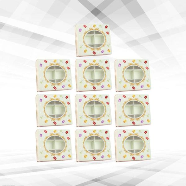 

10pcs macaron storage case baking box 6-grids small cookie cake dessert party gift containers with clear window ligh wrap