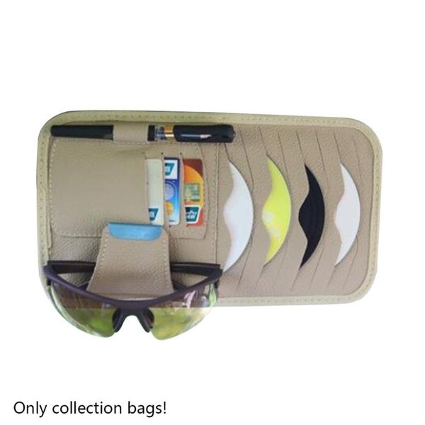 

car organizer multifunctional sun visor storage bag beige leather hanging holder pocket for card