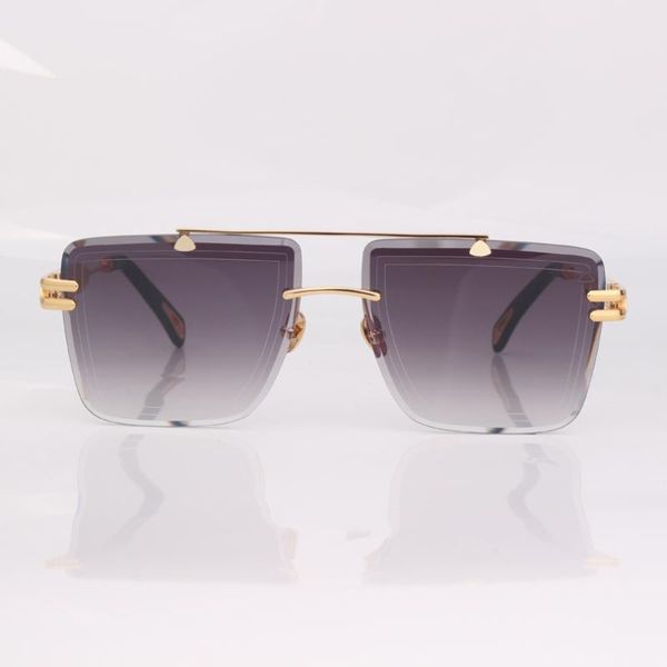 

sunglasses square rimless for men double bar metal temples, White;black