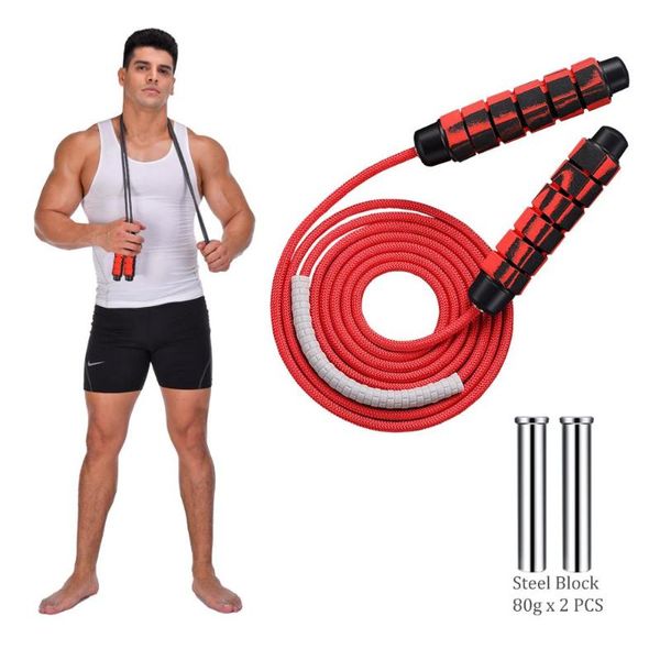 

jump ropes weighted skipping rope adjustable cotton with ball bearing for crossfit endurance training home workout equipment