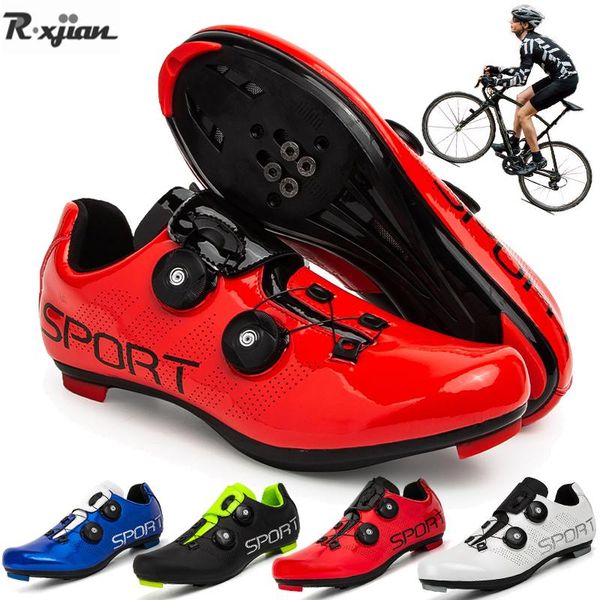 

men self-locking road bike shoes breathable triathlon mtb cycling sports women spd racing rotating buckle 36-48# footwear, Black