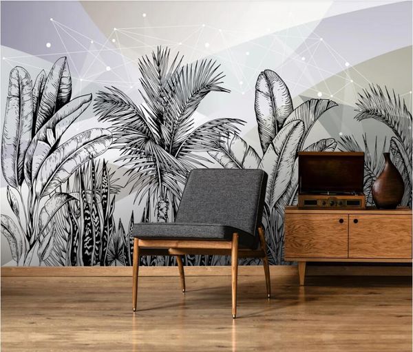 

wallpapers ainyoousem modern geometric rainforest banana leaf background wallpapier peint papel de parede wallpaper 3d stickers