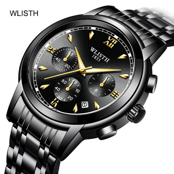 

wristwatches wlisth men's watch steel with quartz business fashionab waterproof multi-function calen0dar customizable various logo, Slivery;brown