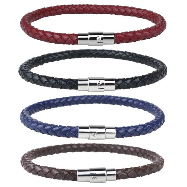 

fashion pu braided leather bracelets simple style multilayer leather magnetic clasps charm bracelet bangles for men women, Golden;silver