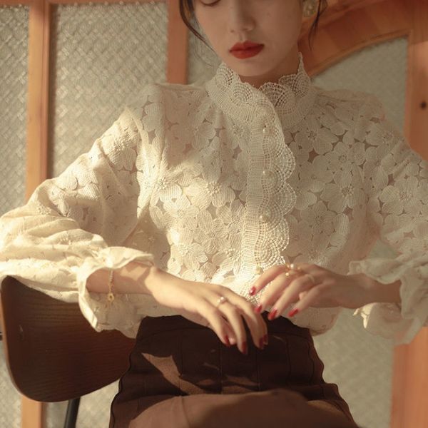 

jacket 2021 white ladies lace and shirts, Black;brown