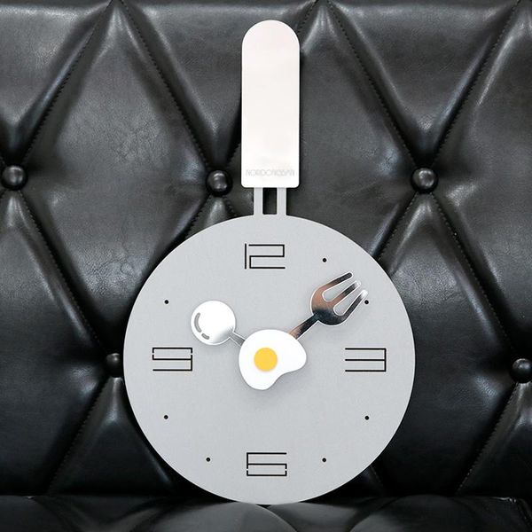 

wall clocks cartoon simple modern design kitchen lovely fried pan electronic children zegar decoration ss50wc