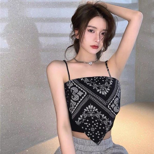 

camisoles & tanks the summer camisole short section inside and outside wear ethnic style fake two-piece girl blouse, Black;white