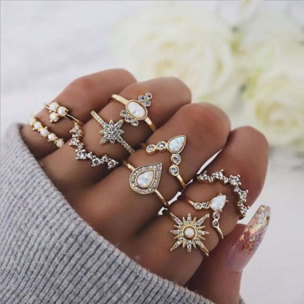 

opal style with diamond combination joint star crown protein ring set, Black