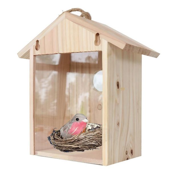 

bird cages durable nest box - windows mounted with suction cup weatherproof wood nesting house for outdoor garden yard
