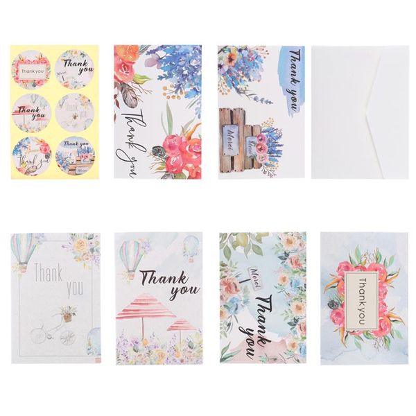 

greeting cards 6pcs/set multi style floral thank you for wedding/baby shower/business/anniversary print flower with envelopes