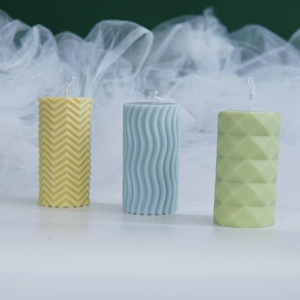 

geometric cylindrical candle mold horizontal and vertical stripes simple modern style silicone craft tools